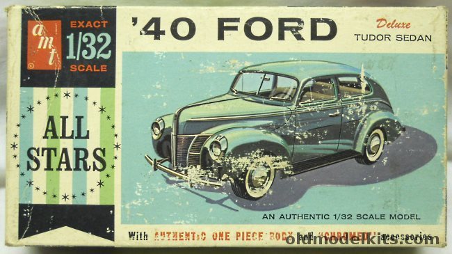 AMT 1/32 1940 Ford Deluxe Tudor Sedan Coupe 'All Stars' Issue, 7240-50 plastic model kit